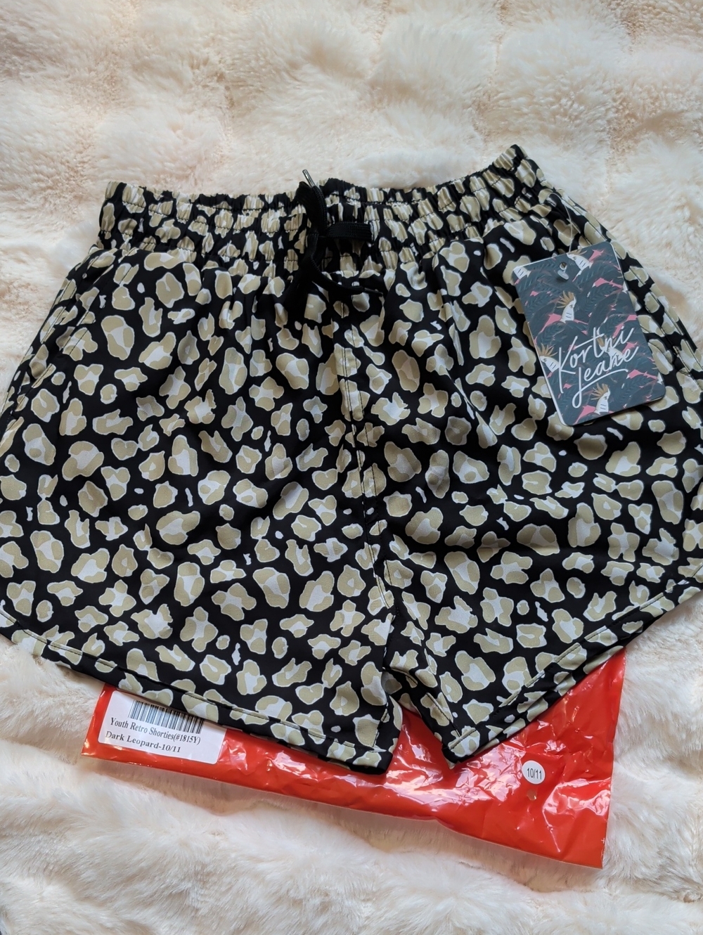 ** 2 for $20 ** Kortni Jeane Swim - Mini Men Size 10/11 Retros - Dark Leopard 🐆